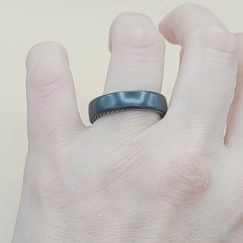  David Yurman Steamline-Black Titanium Band-Ring