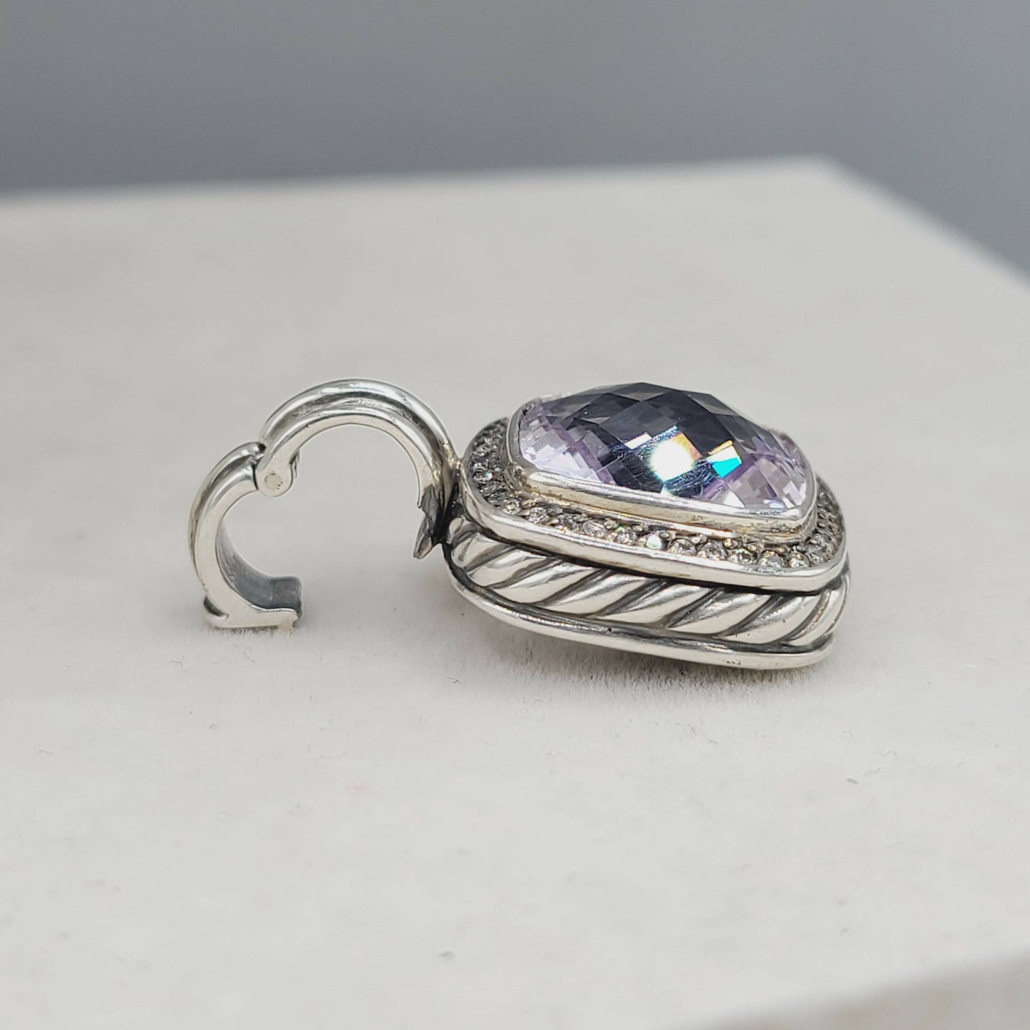    David Yurman Albion-14mm Lavender Amethyst & Diamond Pendant Enhancer