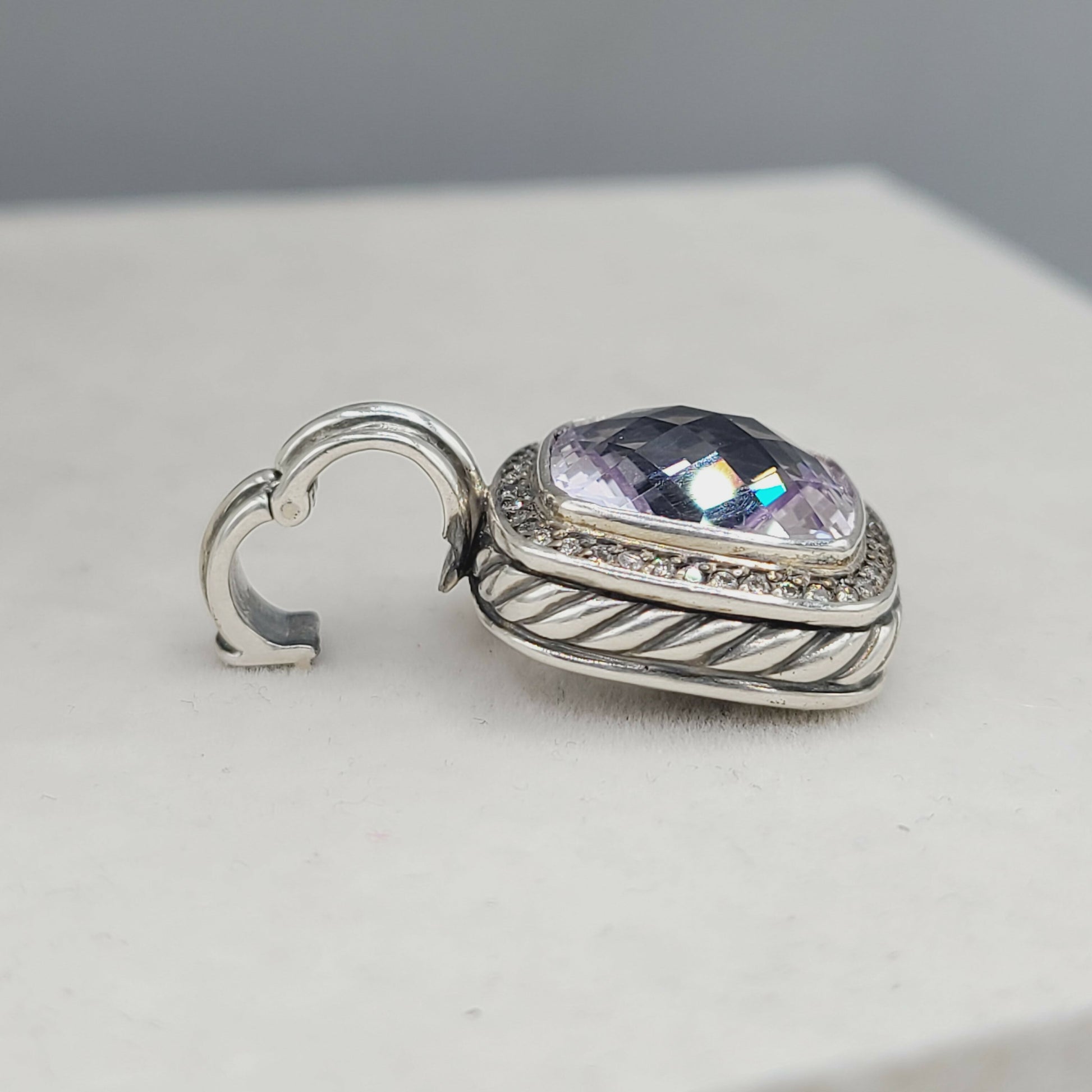    David Yurman Albion-14mm Lavender Amethyst & Diamond Pendant Enhancer