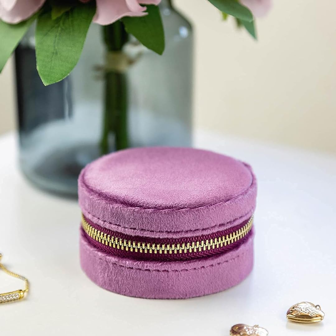 Plush Velvet Round Jewelry Box  AYW Luxury