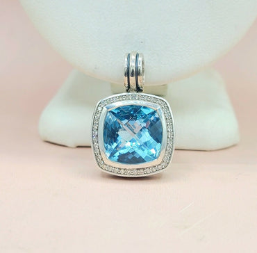 David Yurman Albion Pendant 14mm Blue Topaz & Diamonds
