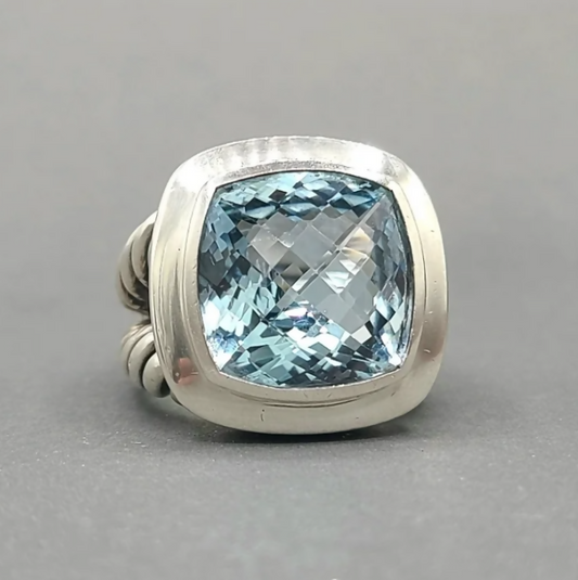 David Yurman Albion Sky Blue Topaz Ring Sterling Silver 14mm