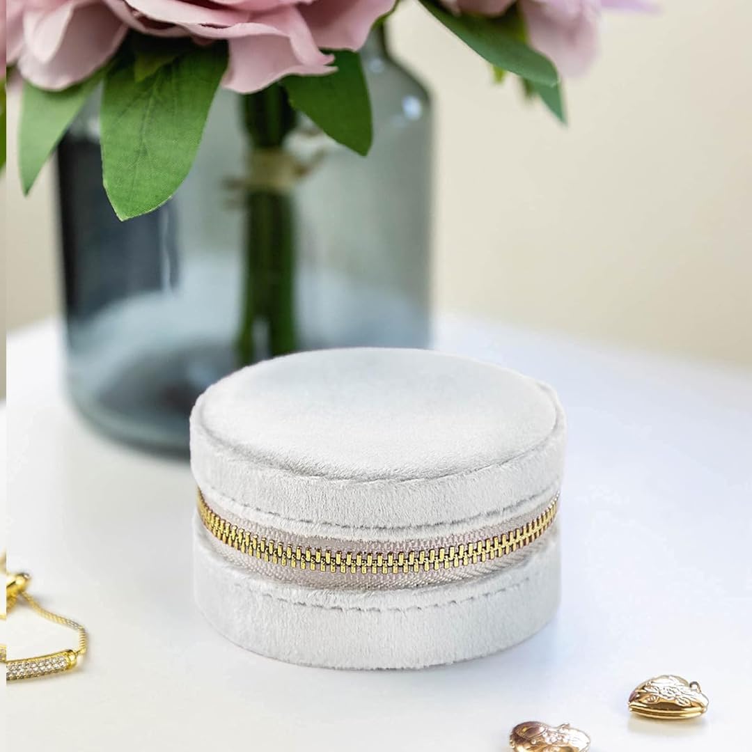 Plush Velvet Round Jewelry Box  AYW Luxury