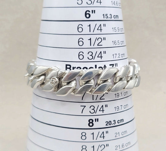 David Yurman Curb Chain ID Bracelet Pietersite Sterling Silver 15mm Medium