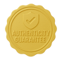 Gold seal with 'Authenticity Guarantee' text and a shield icon on a white background