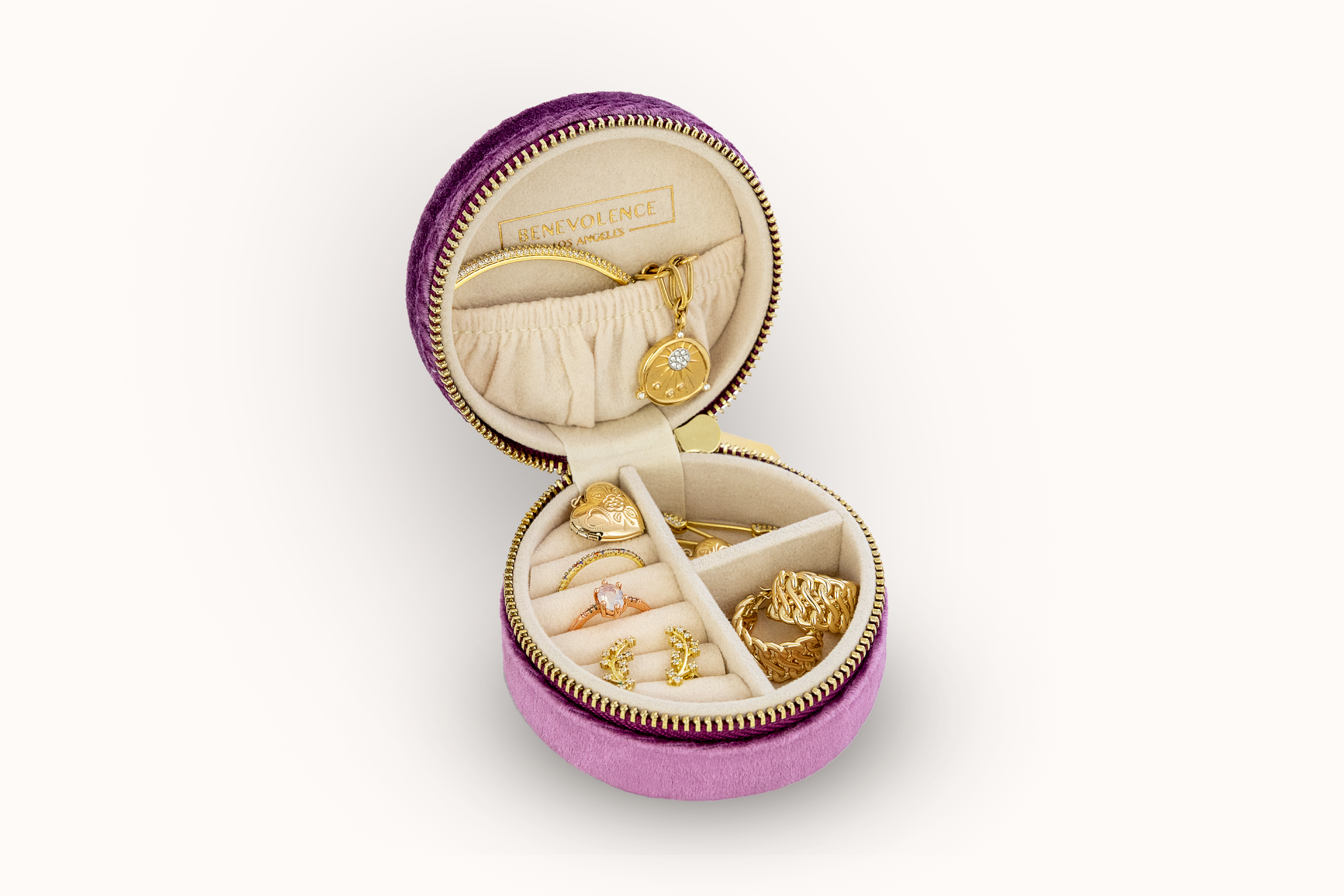 Plush Velvet Round Jewelry Box  AYW Luxury