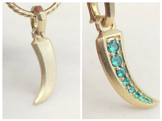 DAVID YURMAN Petrvs Claw Amulet In 18K Yellow Gold With Emeralds, 30.7mm