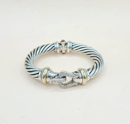 David Yurman Cable Buckle Diamond Gold Bracelet | Certified Pre-Owned  AYW Luxury #