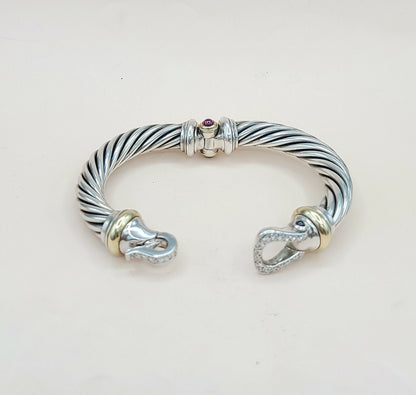 David Yurman Cable Buckle Diamond Gold Bracelet | Certified Pre-Owned  AYW Luxury #