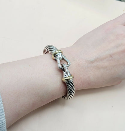 David Yurman Cable Buckle Diamond Gold Bracelet | Certified Pre-Owned  AYW Luxury #
