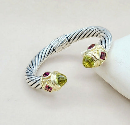 David Yurman 10mm Renaissance Bracelet With Lemon Citrine, Rhodolite Garnet and Pink Tourmaline