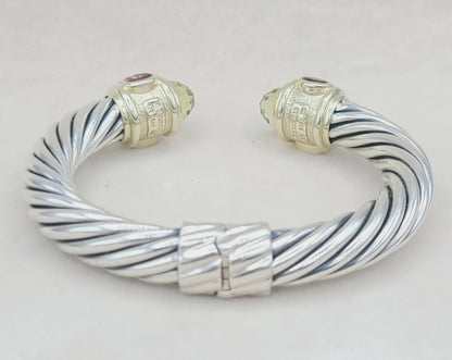 David Yurman 10mm Renaissance Bracelet With Lemon Citrine, Rhodolite Garnet and Pink Tourmaline 