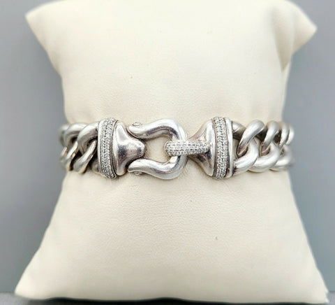  David Yurman 14mm Diamond Buckle Curb Link Bracelet