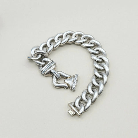  David Yurman 14mm Diamond Buckle Curb Link Bracelet