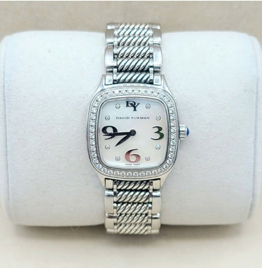  David Yurman 25mm MOP Dial Thoroughbred Diamond Watch