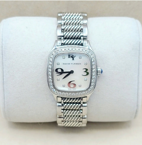  David Yurman 25mm MOP Dial Thoroughbred Diamond Watch