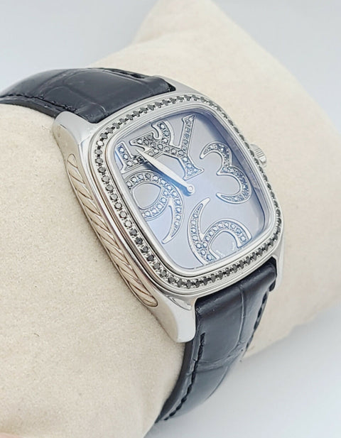  David Yurman 32mm Thoroughbred Quartz Watch With Black Diamonds