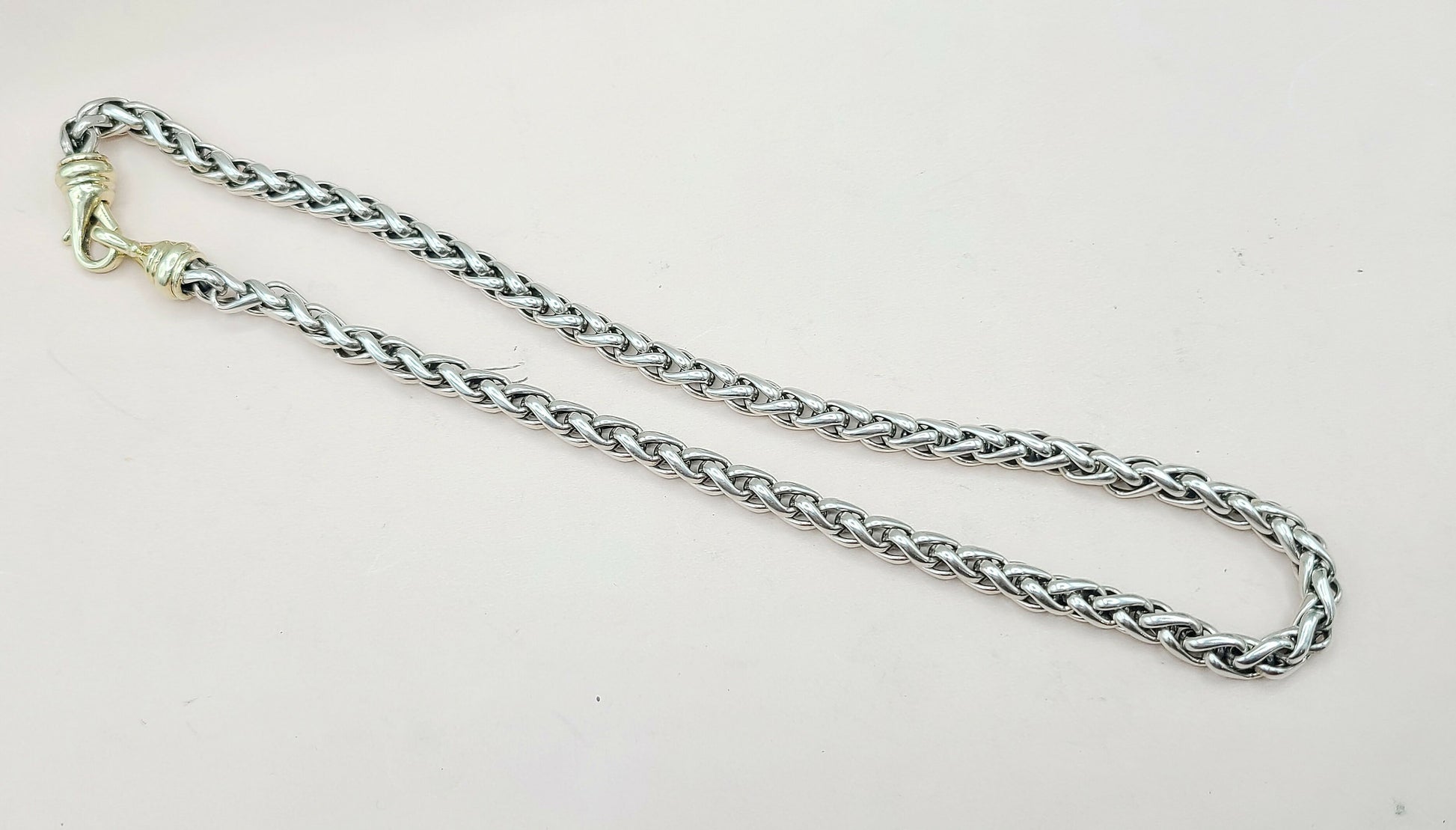 David Yurman 6mm Wheat Chain Gold Buckle Necklace , 18"