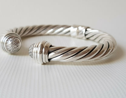  David-Yurman-8.5mm-Pave Diamond-Tip-Bracelet-