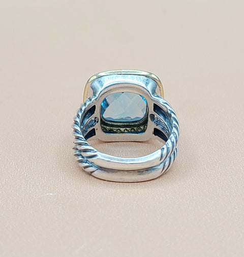  David Yurman Albion 11mm Blue Topaz & Diamonds – 18k Gold