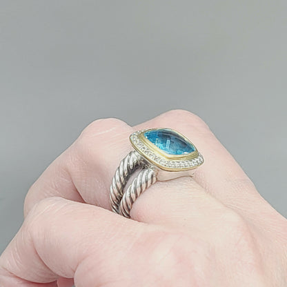 David Yurman Albion 11mm Blue Topaz & Diamonds – 18k Gold  AYW Luxury