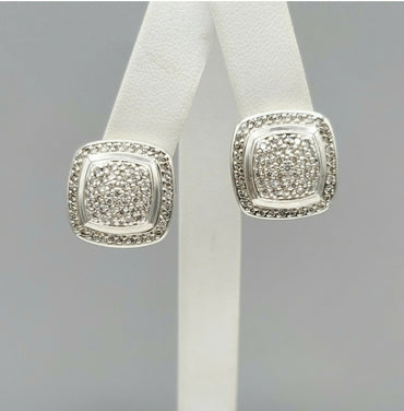  David Yurman Albion 11mm Pave Diamond Earrings