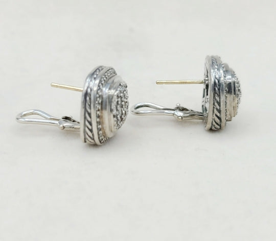  David Yurman Albion 11mm Pave Diamond Earrings