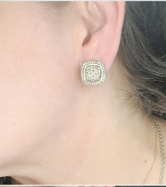 David Yurman Albion 11mm Pave Diamond Earrings