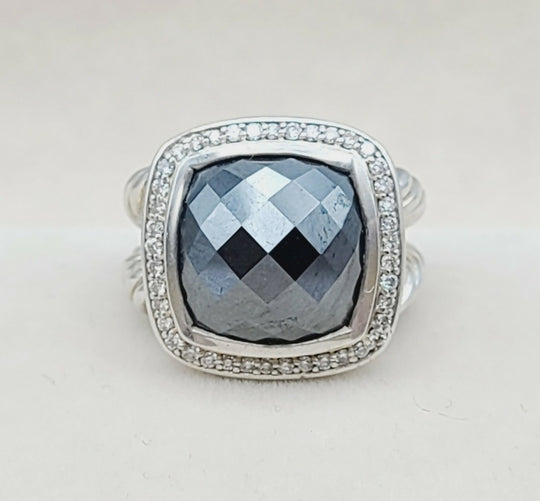  David Yurman Albion 14mm Hematite Diamond Ring