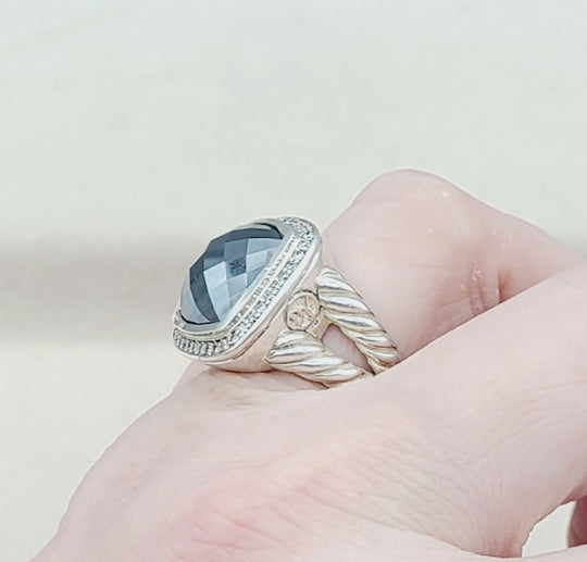  David Yurman Albion 14mm Hematite Diamond Ring