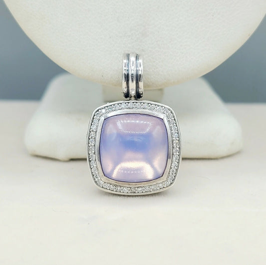 David Yurman Albion 14mm Lavender Moon quartz ( Moonstone) Diamonds Pendant Enhancer