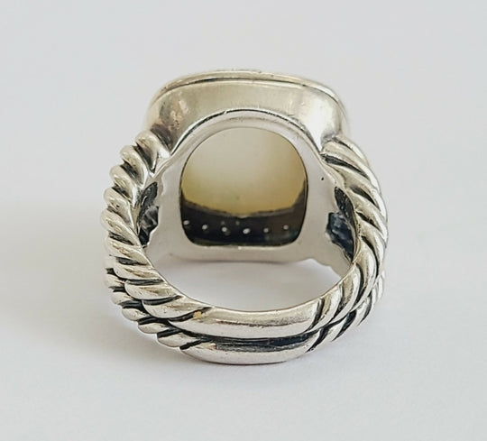  David Yurman Albion 14mm Moonstone & Diamond Ring