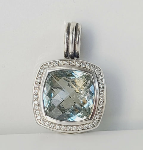  David Yurman Albion 14mm Prasiolite Diamond Pendant