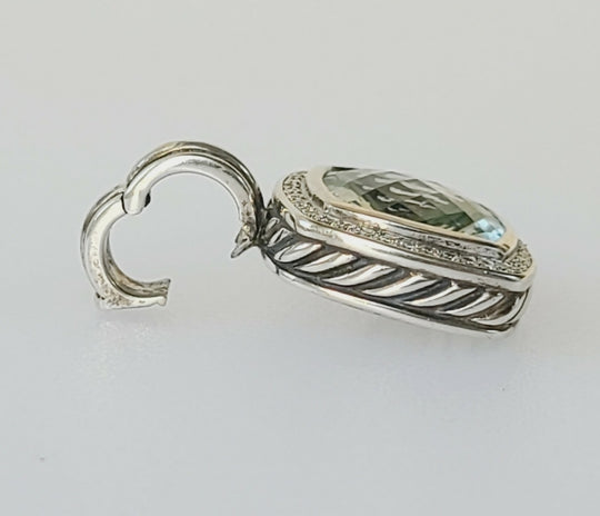  David Yurman Albion 14mm Prasiolite Diamond Pendant