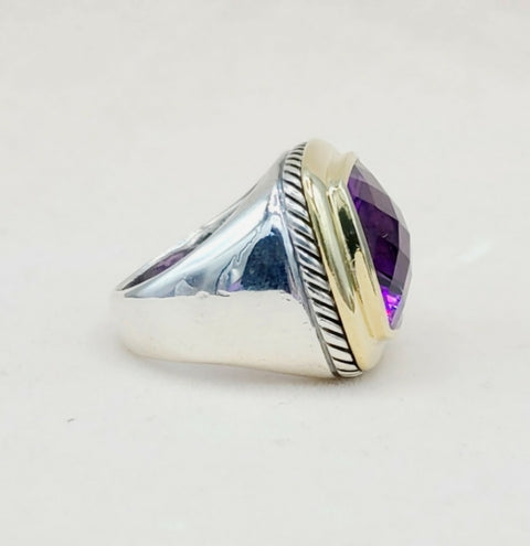  David Yurman Albion 15mm Amethyst Ring – Gold