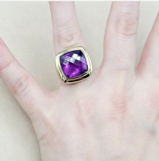  David Yurman Albion 15mm Amethyst Ring – Gold