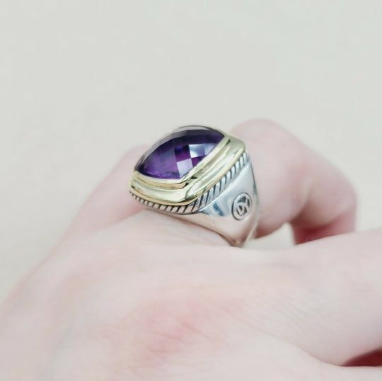  David Yurman Albion 15mm Amethyst Ring – Gold