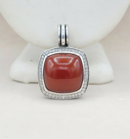 David Yurman Albion 17mm Carnelian Diamond Pendant Enhancer