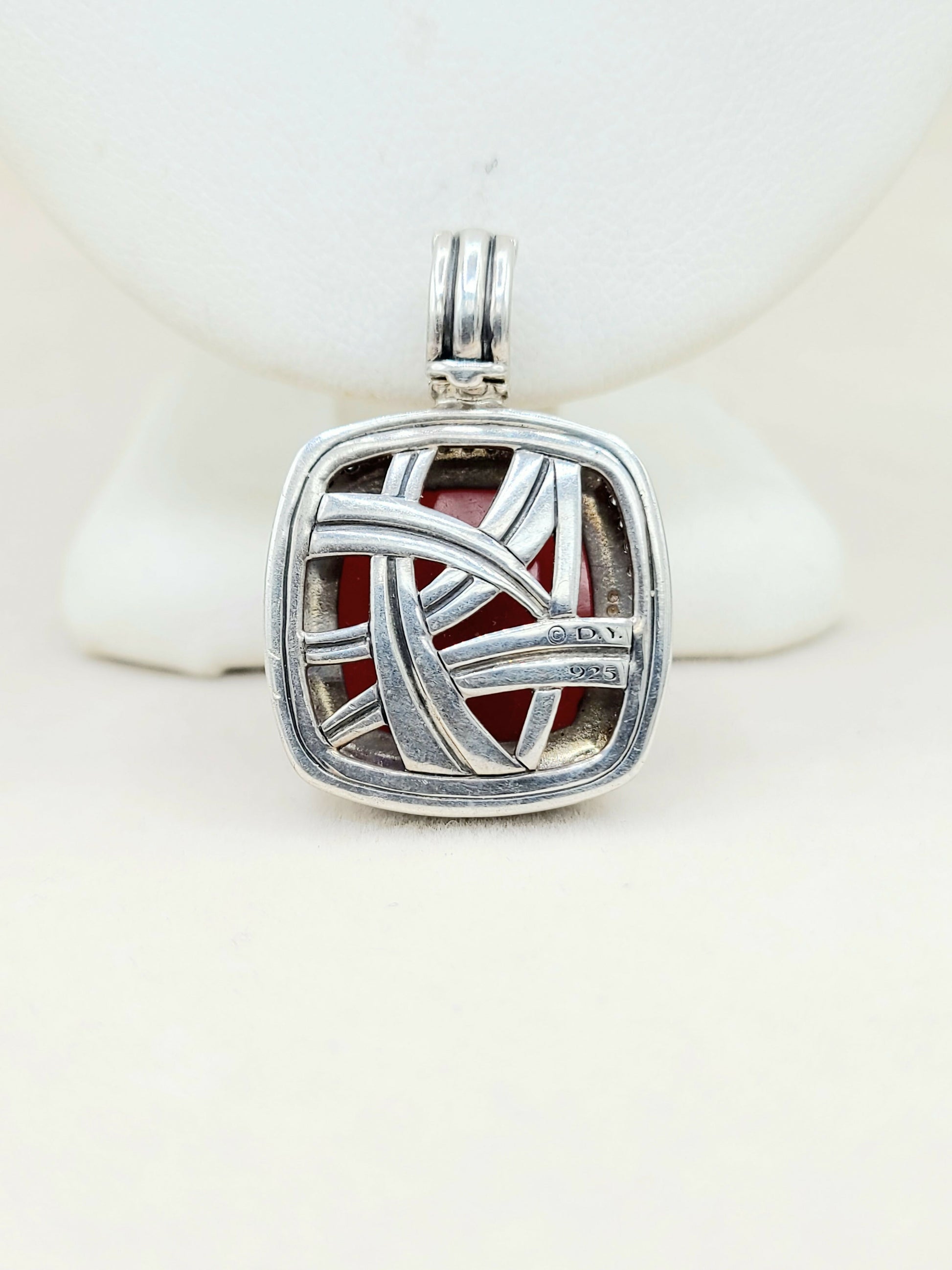 David Yurman Albion 17mm Carnelian Diamond Pendant Enhancer