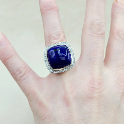 David Yurman Albion 17mm Lapis Lazuli Diamond Ring