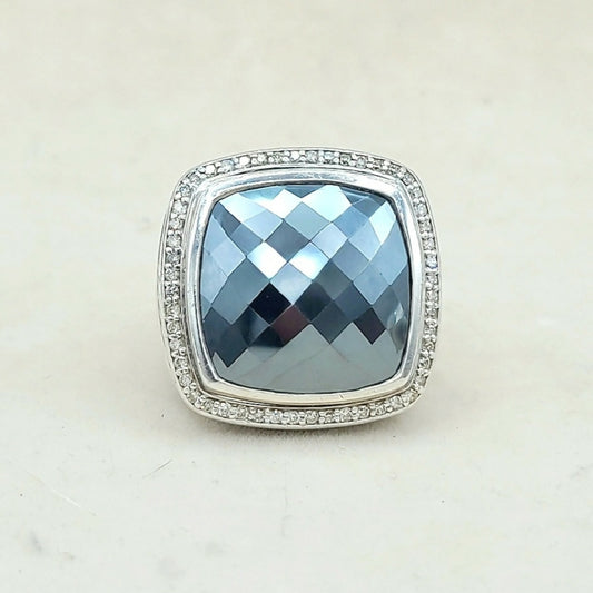 David Yurman Albion 20mm Hematite Ring With Diamond