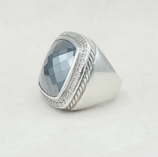  David Yurman Albion 20mm Hematite & Diamond Ring