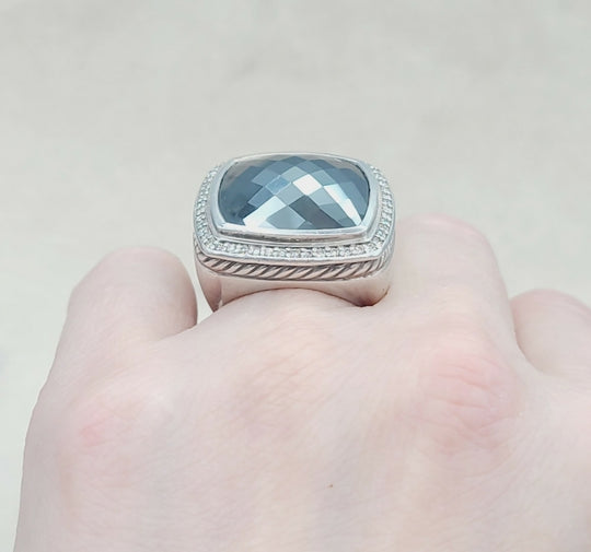  David Yurman Albion 20mm Hematite & Diamond Ring