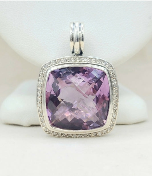 David Yurman Albion 20mm Lavender Amethyst Diamond Pendant Enhancer