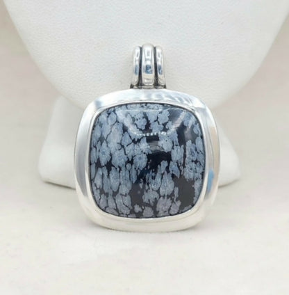 David Yurman Albion 27mm Snowflake Obsidian Pendant Enhancer