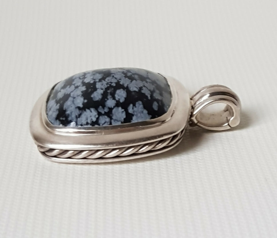 David Yurman Albion 27mm Snowflake Obsidian Pendant Enhancer