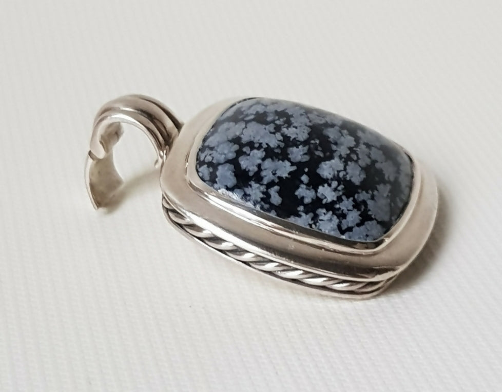 David Yurman Albion 27mm Snowflake Obsidian Pendant Enhancer