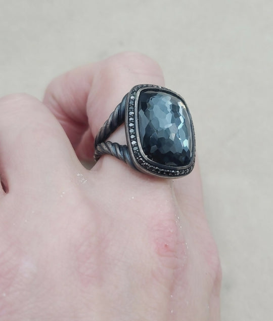  David Yurman Albion Blackened Gray Orchid Ring – Diamonds