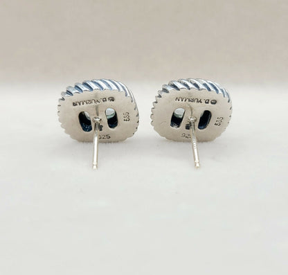David Yurman Albion Blue Topaz Stud Earrings With Gold 