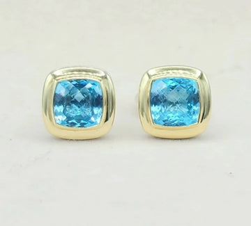  David Yurman Albion Earrings 11mm Blue Topaz